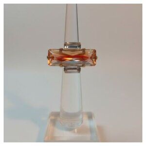 DANNIJO Paula light amber crystal Rectangle Brss ring Sz 5 NWOT $195